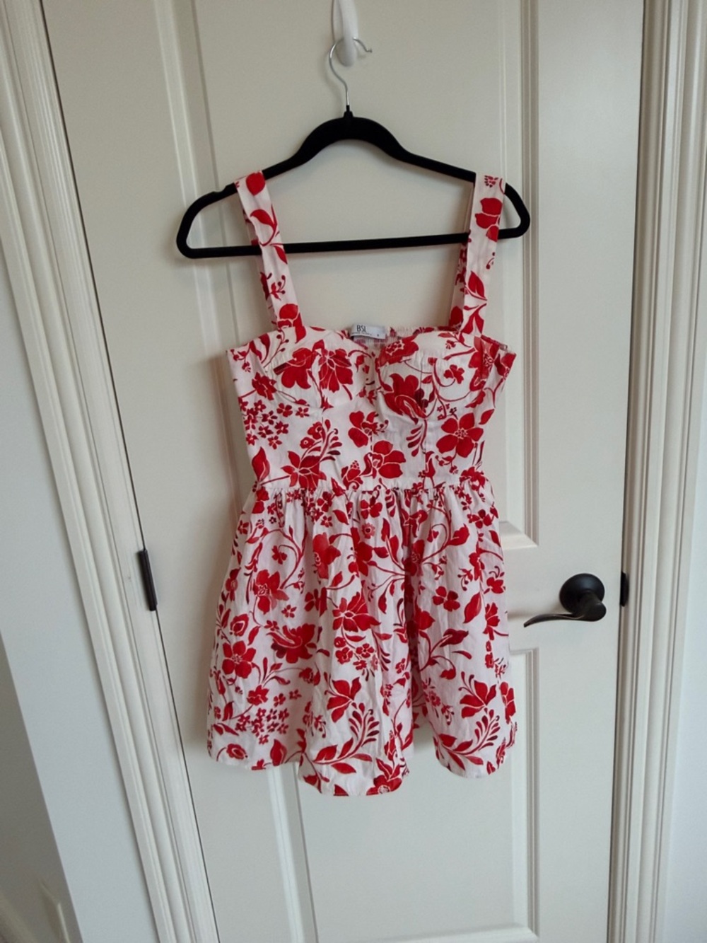 Floral Red and White Dress
